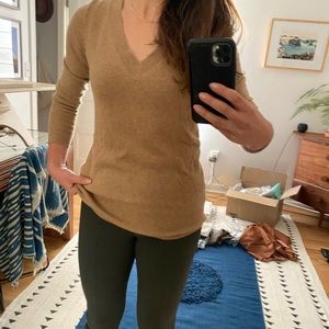 JCrew camel vneck sweater XS
